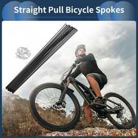 INFINAUTO 20 Set 14G Straight Pull Bicycle Spokes 257mm Straight Pull Bike Wheel Spokes Carbon Steel Black