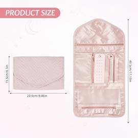 Roll Foldable Portable Jewellery Storage Bag, 1Pc Travel Jewelry Organizer Roll Foldable Jewelry Case, Roll Foldable Jewelry Case Portable Jewellery Bag,Foldable Jewelry Organize Roll for Girls Women