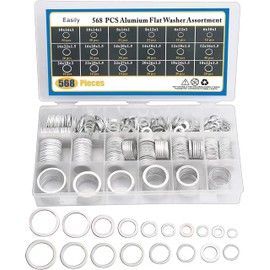 Crush Washer Oil Drain Plug - 568 Pieces 18 Sizes Aluminum Automotive Engine Oil Pan Drain Plug Gasket Assortment Kit (M6 M8 M10 M12 M14 M16 M18 M20 M22 M24)