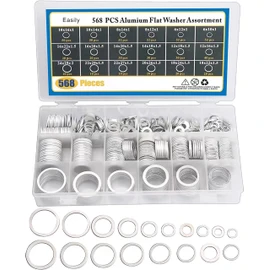 Crush Washer Oil Drain Plug - 568 Pieces 18 Sizes Aluminum Automotive Engine Oil Pan Drain Plug Gasket Assortment Kit (M6 M8 M10 M12 M14 M16 M18 M20 M22 M24)