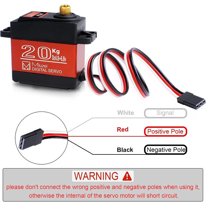 Miuzei 20KG Servo Motor High Torque RC Servo Metal Gear