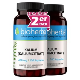 Kalium Kapseln – 200 Stück mit 260 mg Kaliumcitrat hochdosiert von BIOHERBA PZN 19642244