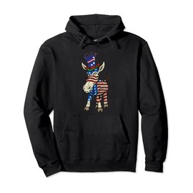 Donkey 4th of July American Donkey USA Uncle Sam Hat Pullover Hoodie