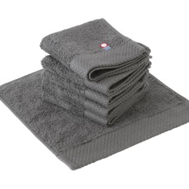 Bloom Certified Imabari Towels, Handkerchief, Set of 6, Ciel, Hand Towels, Mini Towels, Hotel Specifications, Absorbent, Quick Drying, 8.7 x 9.1 inches (22 x 23 cm), Small, Compact, Simple, 100% Cotton, Made in Japan (Charcoal)