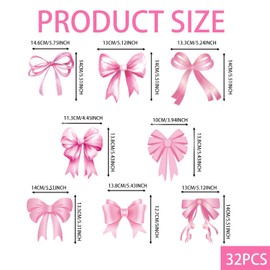 Nzexlyva 32 Pcs Birthday Decoration, Pink Bows Birthday Party Decoration, Pink Bows Banner Party Hanging Swirls for Girls, Woman, Birthday Party, Baby Shower, Valentine's Day