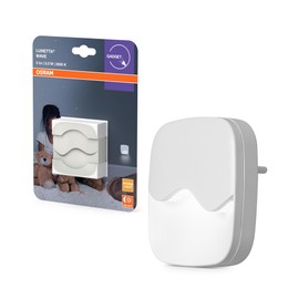 OSRAM LUNETTA Wave Nachtlicht in Weiß aus Kunststoff, warmweißes Licht, IP20-Schutz, für Kinderzimmer und Innenbereiche