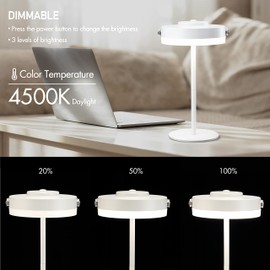 O’Bright Thurlow - Portable LED Lamp for Outdoor/Indoor, Built-in Rechargeable Battery, IP44 Water Resistant, Adjustable Height, Travel Light, Camping Lantern, Patio Table Lamp, Night Lamp, White