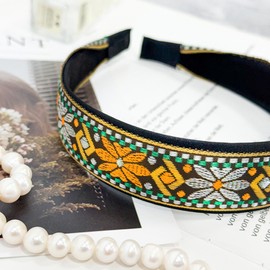 (2 types) Burnaby Bright Flower Ethnic Hairband Orange / (2종) 버나비 브라이트 플라워 에스닉 헤어밴드 오렌지