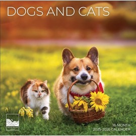 July 2025- December 2026 Dogs and Cats Wall Calendar 18 Month | 12" x 24" Open | Giftable Pet Calendar 2026 | Thick & Sturdy Paper for Organizing & Planning | Pacific Waters Press (Dogs and Cats)