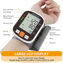 Blood Pressure Monitor - Wrist Accurate Automatic High Blood Pressure Monitors Portable LCD Screen with Storage Case and Adjustable Cuff Powered by Battery - Black