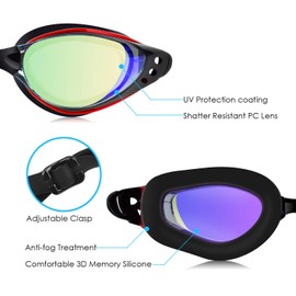 BROTOU Swimming Goggles, Anti Fog Swim Goggles with UV, Unisex for Adult and Kids (BLACK RED)