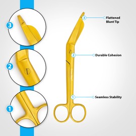 reen Max Lister Bandage Scissors-Safety Bandage & Trauma Shears-Stainless Steel Professional Scissors for First Aid Utility-Medical Care & Home Nursing-Size 5.5" (Gold, 5.5)