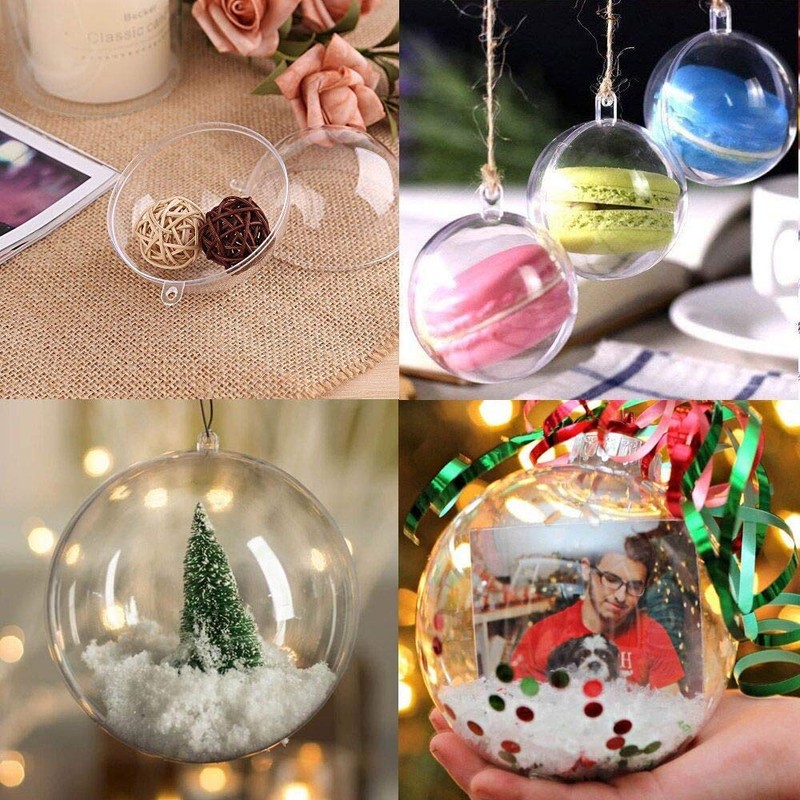 20 Pack Clear Plastic Fillable Ornament Ball 3.93''/100mm for Christmas,Holiday,