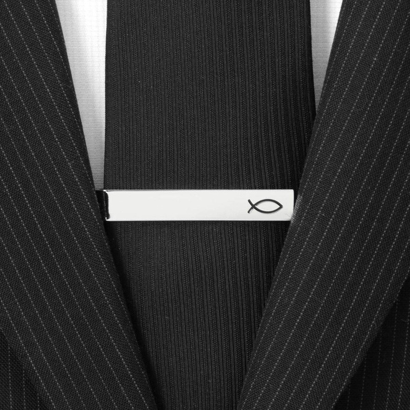 Jesus Fish Ictus Tie Clip, Tie Bar, cc-cfsh-tb, Brass