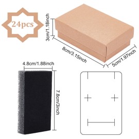 BENECREAT 24 Pack Necklace Ring Box 8x5x3cm Cardboard Jewelry Boxes with Lids Kraft Brown Rectangle Cardboard Small Gift Box for Wedding Party Birthdays Christmas