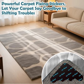 QACUU 8pcs Non Slip Rug Gripper Tape, Washable Rug Tape for Carpet, Anti-Slip Rug Gripper Strips, Secure Hold for Area Rugs, Easy to Trim and Apply