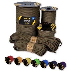 EdcX Paracord 4 mm, 35+ Solid Colours (15 m, 30 m, 50 m, 100 m, 300 m), Ideal for Crafts, Camping, Outdoor, 100% Nylon Rope, 4 mm, Tactical Cord 550, Type III (Coyote Brown, 100 m)
