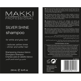 Makki Silver Shine Anti-Yellow Shampoo for White, Grey, Bleached and Lightened Hair