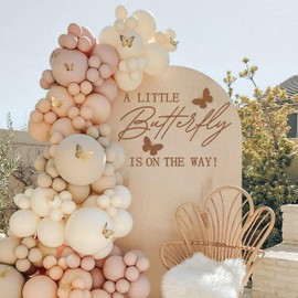 A Little Butterfly is On The Way Decal - Butterfly Themed Gender Reveal Party Decoration，Simplicity Butterfly English Words Wall Sticker for Baby Girl(Butterfly Decal)