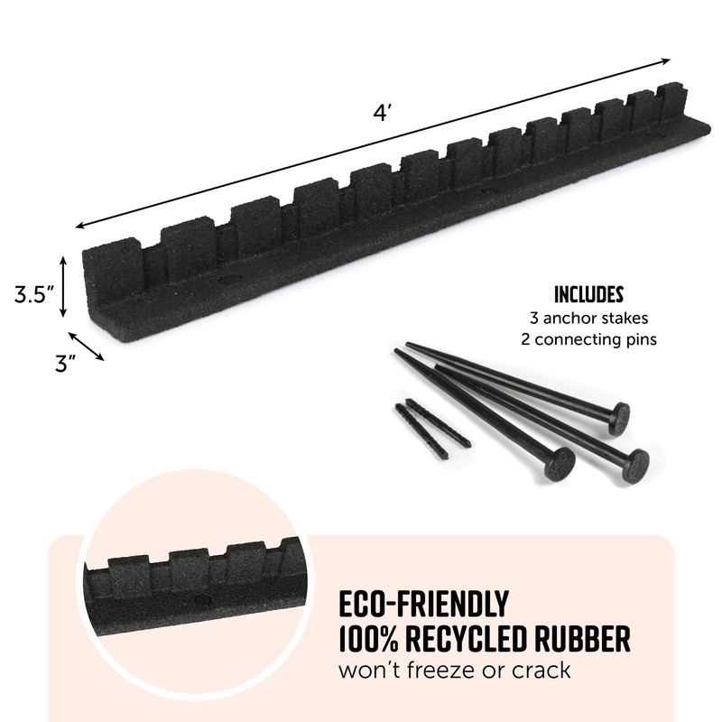 Playsafer L-Shaped Flexible Rubber Castle Edger for Lawns Landscaping and