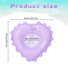 Baby Swimming Float, Heart Shaped Pool Inflatable Baby Float Baby Swimming Ring with Safety Seat, Baby Pool Float Swimming Ring Pool Toys for Toddlers Summer Swim Training Baby Bath Float (Purple)