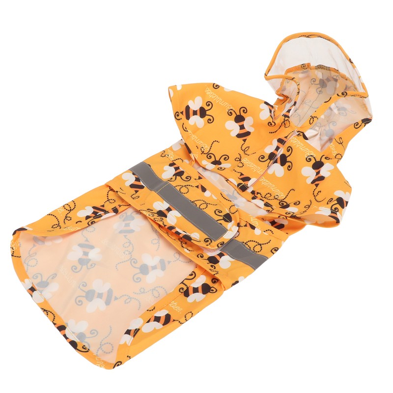Dog Raincoat Reflective Breathable Lightweight Bee Pattern Puppy Rain Jacket