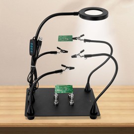 JooWing Magnetic Helping Hands Soldering Station USB Port with Magnetic PCB Circuit Board Holder with a 3x magnifying glass