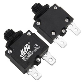 Bumbesti 5Pcs 32VDC,AC125-250V Thermal Overload Protector Push Button Reset Circuit Breakers 25A