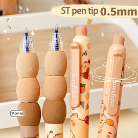 4PCS Capybara Erasable Gel Pen,Erasable Pen,Retractable Anti Slip Rub Out Pens Set,Cute Rub Out Pen,0.5mm Friction Tip Pens,Neutral Pen Writing Smooth,Eraser Pen,Cartoon Gel Pen