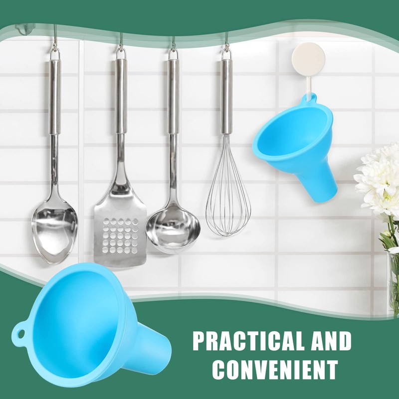 Lauwell Silicone Funnels 4 Pieces Wide Mouth Funnel Flexible Condiment