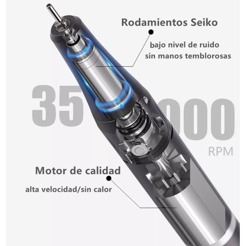 Delanie Pulidor Recargable De 35000 Rpm Gris Para Uñas