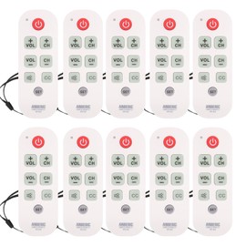 [10 Pack] Anderic RR1004 Universal Big Button TV Remote. Easy to Use, Smart TV, Learning, Glow Keys - Television & Cable Box Controller, Perfect for Assisted Living Elderly Care. - White