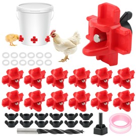 12 Pcs Chicken Water Nipples,Automatic Poultry Nipple Waterer with Drill Bits, Non Leak Waterer Kit for Chicken Coop Outdoor