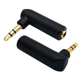 AAOTOKK 3.5mm Jack Adapter 90 Degree Right Angled 3 Poles 3.5mm TRS Audio Stereo Male to Female Connector Extension Adapter(2 Pack/3 Pole)