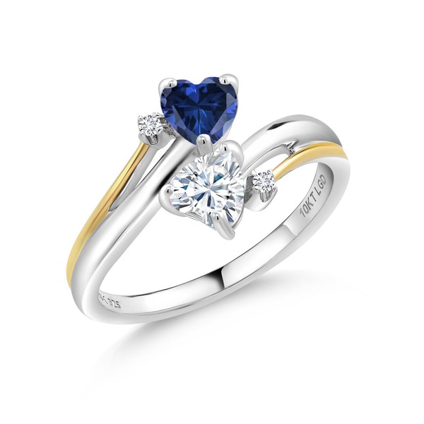 Gem Stone King 925 Silver and 10K Yellow Gold Blue