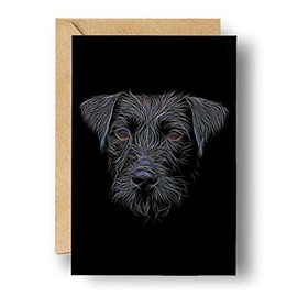 Fractal Artworks Patterdale Terrier Greeting Card with Fractal Art Design. Blank Inside