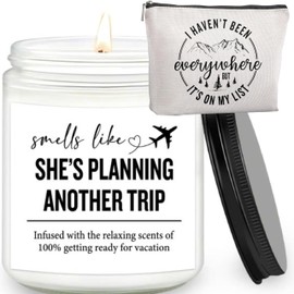 Travel Gifts for Women – 7OZ Scented Candle & Makeup Bag | Unique Gift for Women, Relaxing Aromatherapy, Stylish Cosmetic Bag for Travelers, Mothers Day