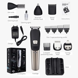 Professional Hair Clippers for Men, Electric Hair Clipper Multifunctional Hairdresser Hair Nose Trimmer 6 in 1 Set Waterproof Family Haircut Beard Shaver