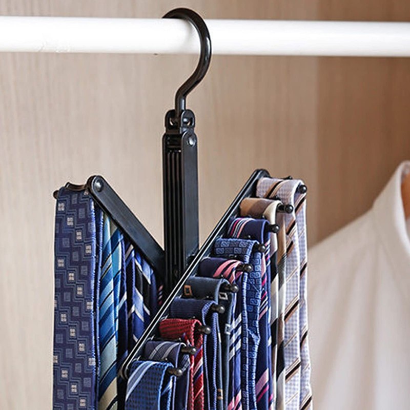 HAOHIZE Black Tie Holder, Adjustable Cross X Tie Rack, Belt,