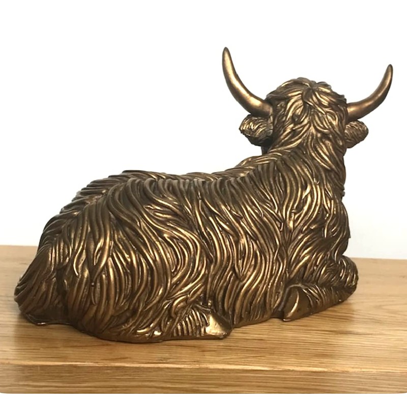 Laying Highland Cow Mother & Calf ornament figurine from the