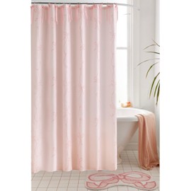Luxape Bow Shower Curtain, Coquette Handcrafted Bow Tie Bath Curtain for Master Bathroom, Ruched Microfiber Bathroom Curtain with 12 Buttonholes, 72" W x 72" H (Elegant Pink)