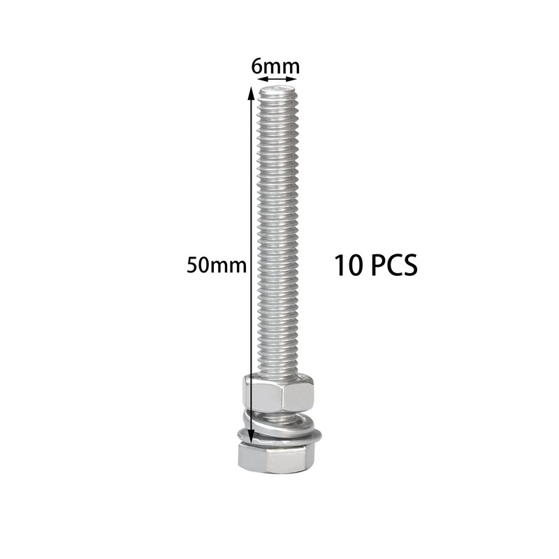 10 Sets of Stainless Steel Nuts & Bolts – Hex
