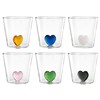H&h Set of 6 Bicchieri Borosilicato Cuore Assortiti CC 300