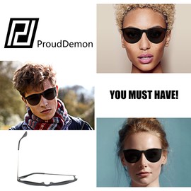 PROUDDEMON Women Men Polarized Sunglasses Retro Round Mirrored lens 100% UV Protection Sun Glasses Trendy, Black & Brown Lens, average size