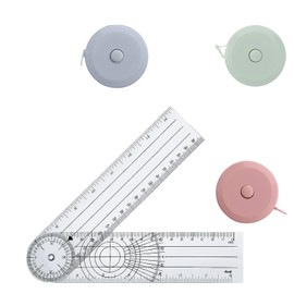 4-Piece Protractor and Tape Measure Body Set, Goniometer Physiotherapy, Measuring Tape for Measuring Length, Chest, Waist etc., 150 cm / 59 inches