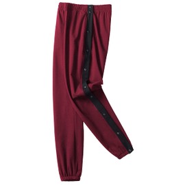 Chrisuno Womens Post Surgery Tearaway Pants Cotton Tear Away for Women Basketball High Split Snap Button Loose Fit Sweatpants Casual Workout Wine Red 2XL