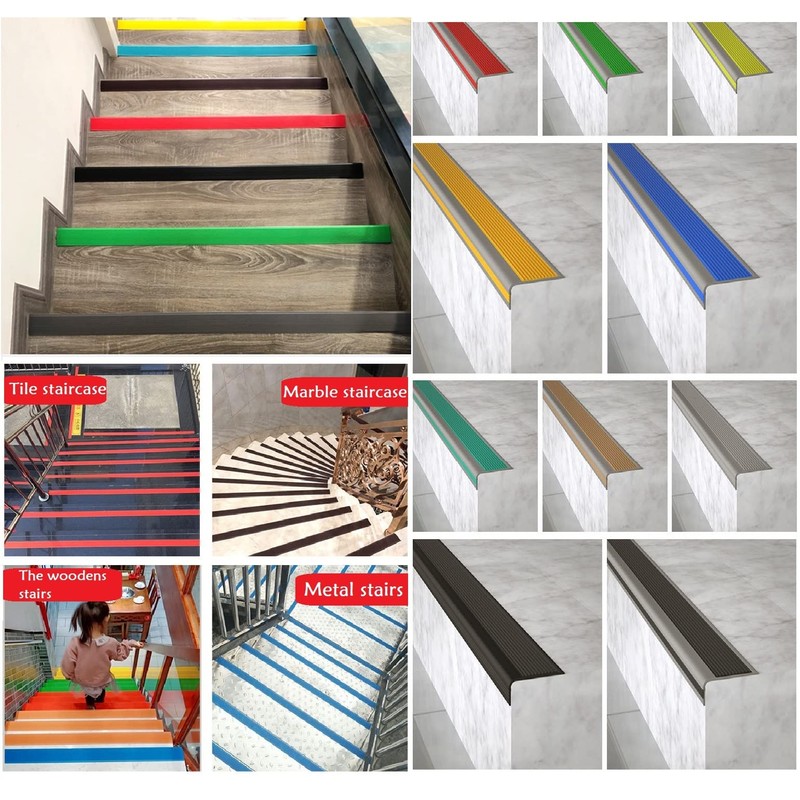 Vakerga 48 Inch Stair Nosing， L-Shaped Vinyl Stair Nosing Rubber