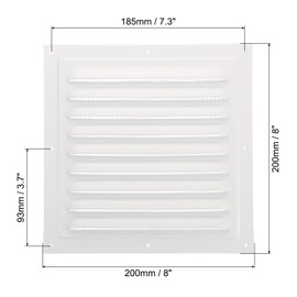PATIKIL 8"x8" Aluminum Gable Vent, Exterior Wall Outlet Vent Cover HVAC Air Grille Louvered Screen Mesh for Kitchen Bathroom Ventilation