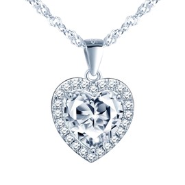 MŚ 1997 MENNICA ŚWIDNICKA Women's Aesthetic Necklace 6 Colours Heart of the Ocean Silver 925 Austrian Zircons Unique Gifts for Women with Attractive Design, Sterling Silver, Cubic Zirconia