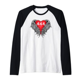 Angel Number 444 With Heart And Wings Of Angel Raglan Baseball Tee